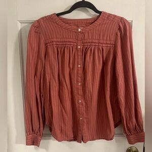 Loft, Women's Striped Button-Up Blouse, Size Medium (M)